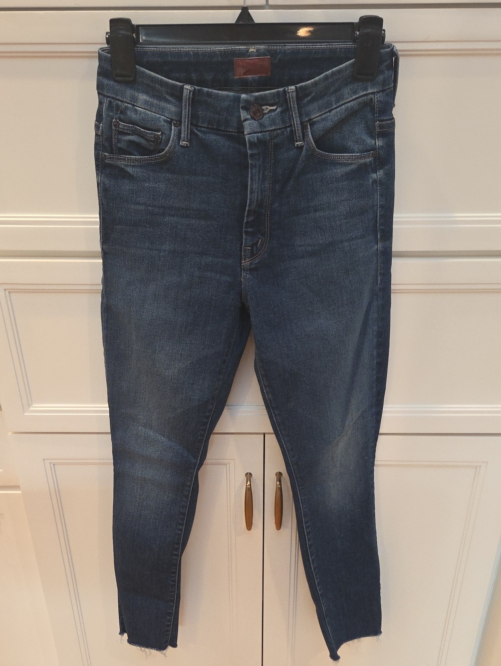 Mother Women's High Waisted Looker Ankle Fray Slim Denim Blue Jeans (25)